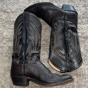 Justin's Bullhide Leather Black Cowboy Boots Size: 10D
